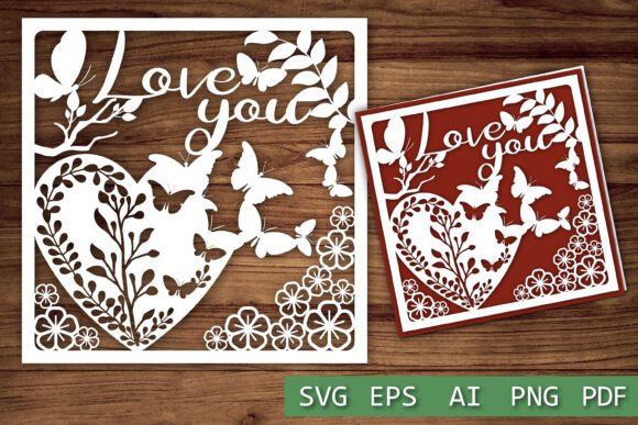 Download Love You Card SVG Files, Papercut - Card svg files Collection