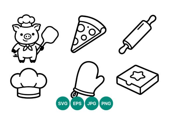 Download Chef Pig Pizza Icons Set - Premium Bundle