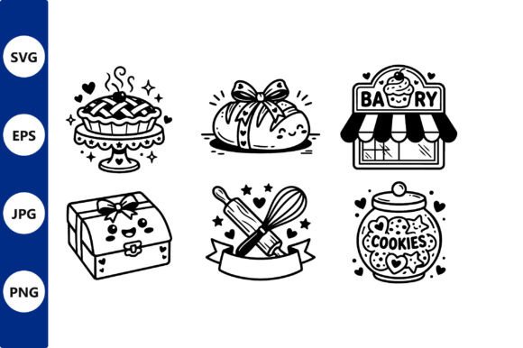 Download Cute Bakery Icons Set Black White - Premium Bundle